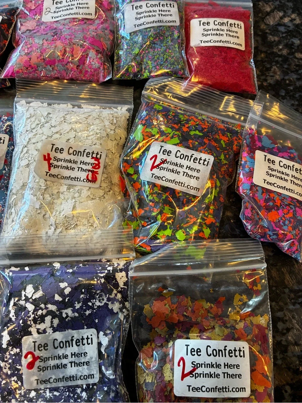 Lot 16 Tee Confetti Screen Print Heat Press Apparel Confetti Packets